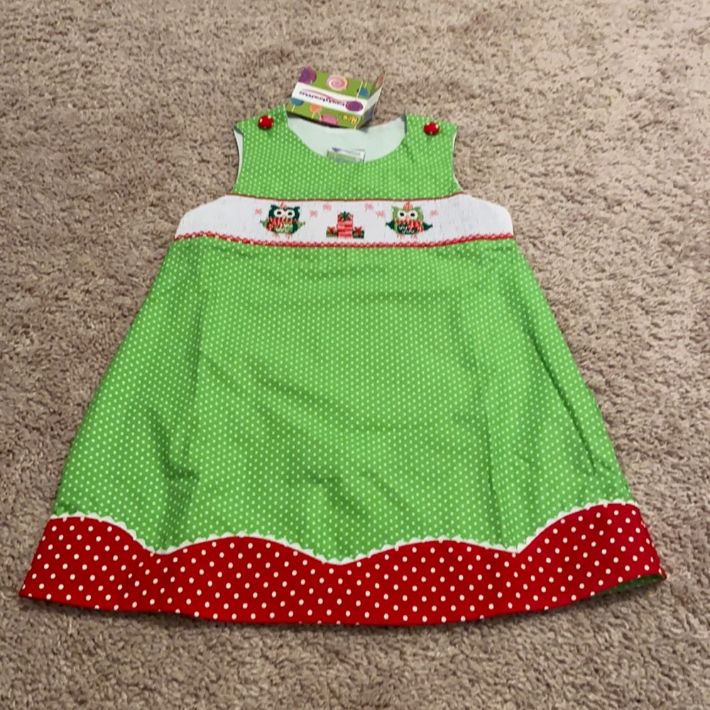 New with tags smocked Christmas owl dress size 3T